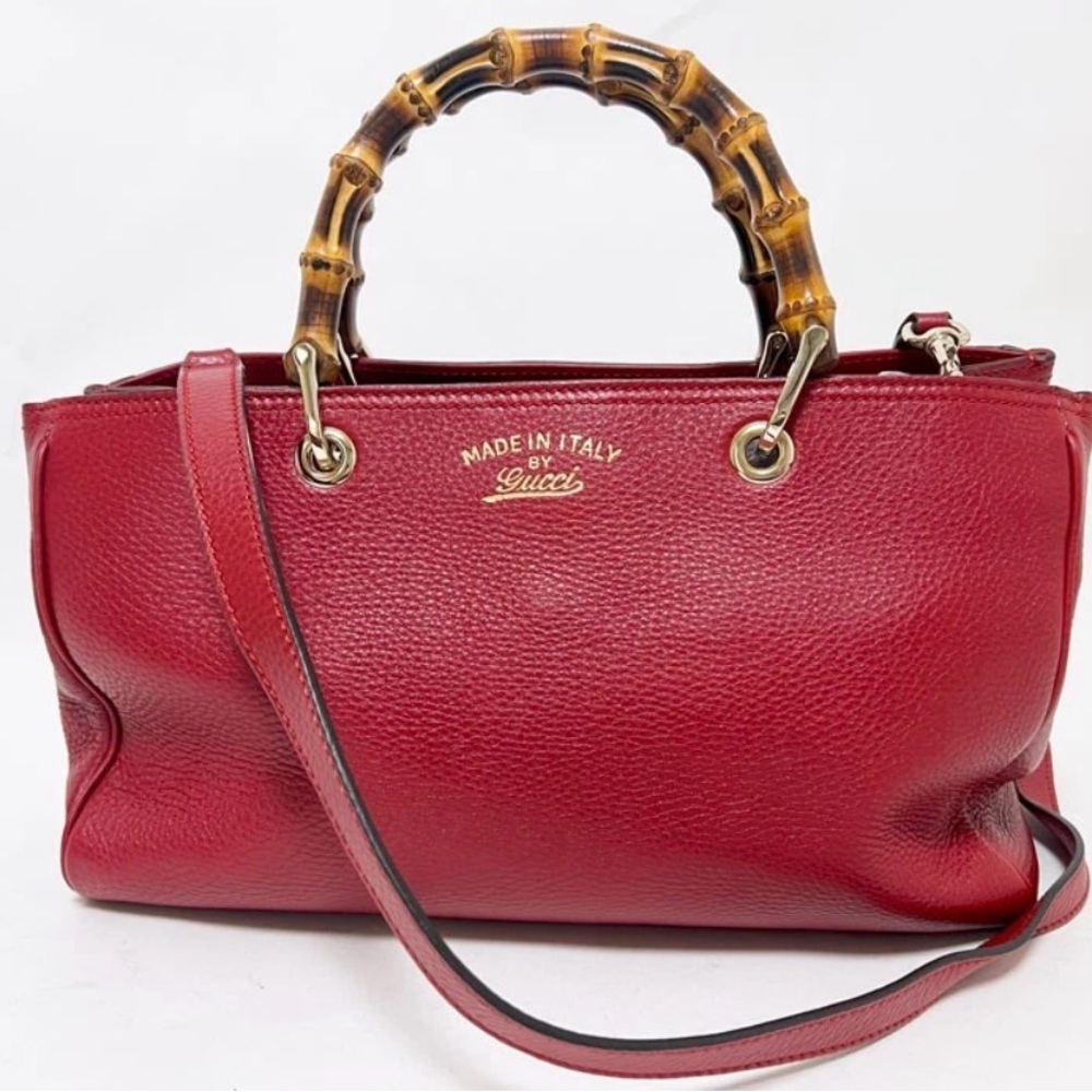 Pre-Loved Gucci Medium Calfskin Bamboo Shopper Satchel